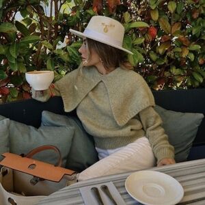 Zara Wide Lapel Knit Sweater New